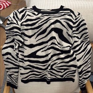 Alice + Olivia Black and White Zebra Sweater